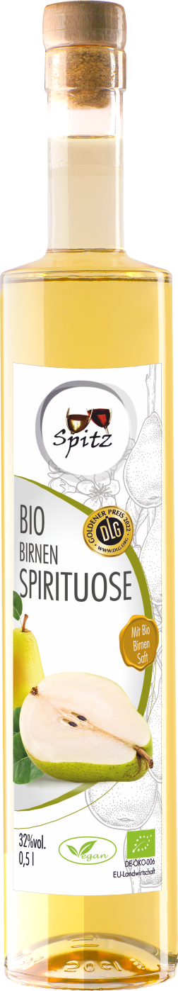 Vegane Bio Birnen Spirituose mit Bio Birnensaft. Ausgezeichnet mit der goldenen Medaille der DLG