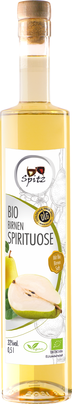 Vegane Bio Birnen Spirituose mit Bio Birnensaft. Ausgezeichnet mit der goldenen Medaille der DLG Vegane Bio Birnen Spirituose mit Bio Birnensaft. Ausgezeichnet mit der goldenen Medaille der DLG