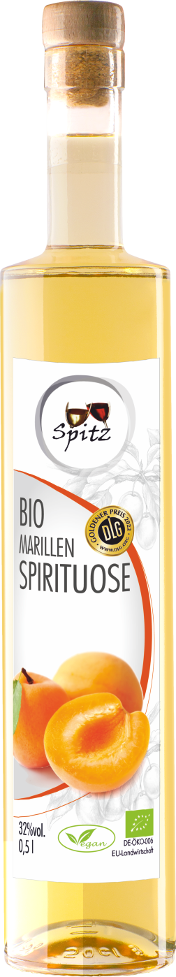 Vegane Bio Marillen Aprikose Spirituose. Ausgezeichnet mit der goldenen Medaille der DLG Vegane Bio Marillen Aprikose Spirituose. Ausgezeichnet mit der goldenen Medaille der DLG