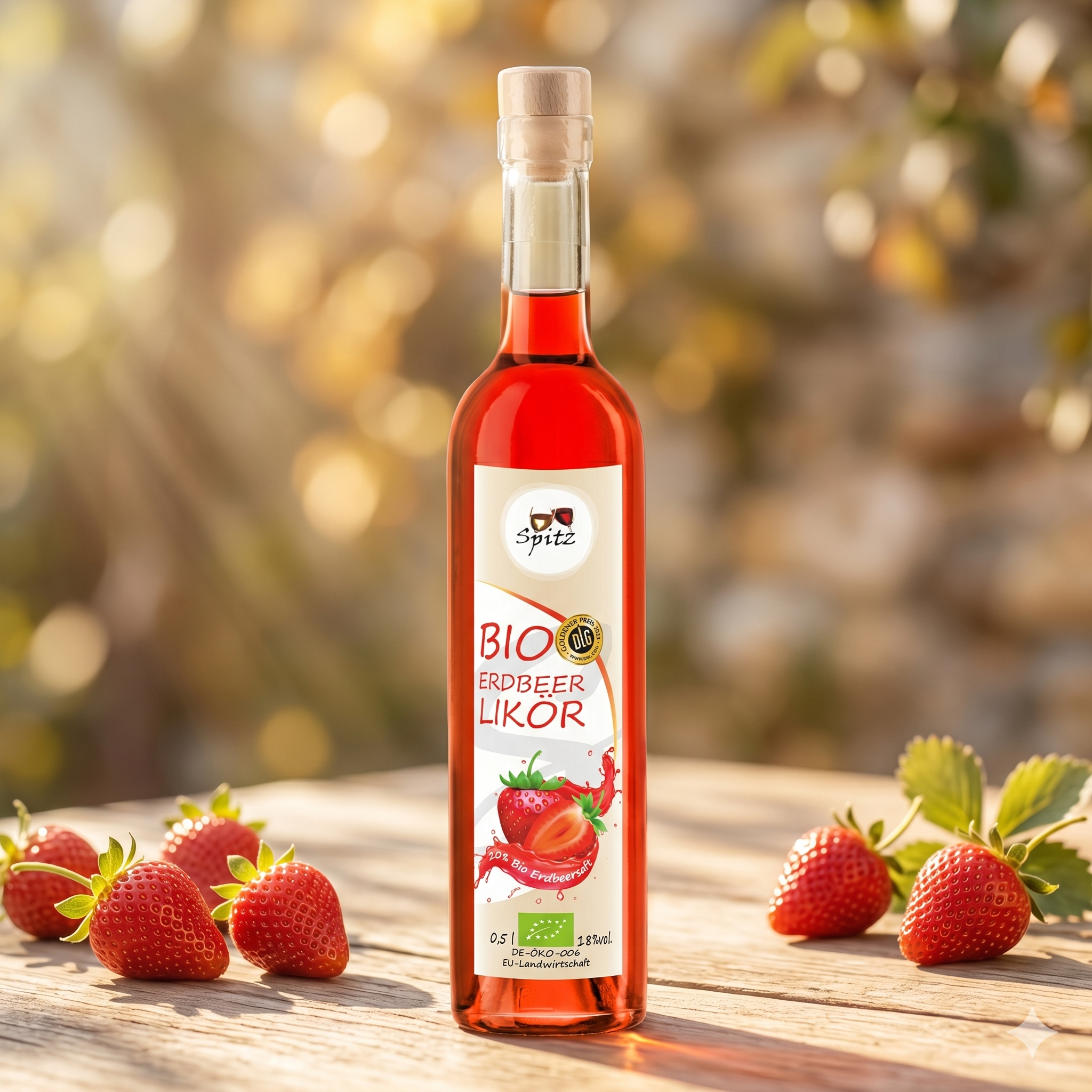 Bio-Erdbeerlikör, 05 l 16%vol.