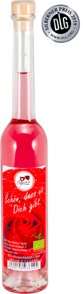 Bio Rosen Likoer als Geschenk. Ausgezeichnet mit der goldenen Medaille der DLG Bio Rosen Likoer als Geschenk. Ausgezeichnet mit der goldenen Medaille der DLG