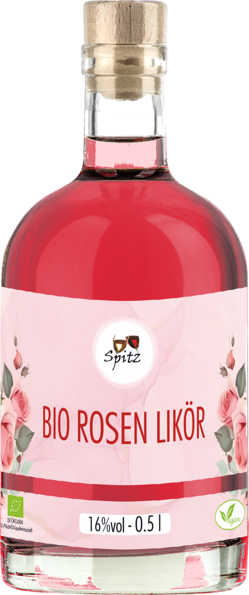 Bio Rosen Likoer. Ausgezeichnet mit der goldenen Medaille der DLG