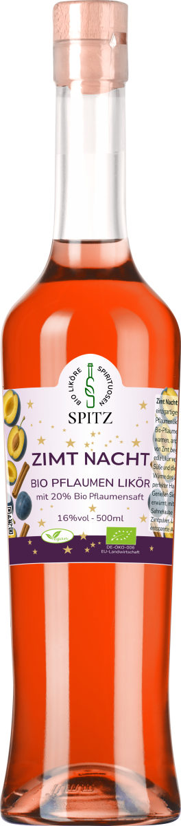 Bio Pflaume Zimt Likoer, mit 20% Bio Pflaumensaft