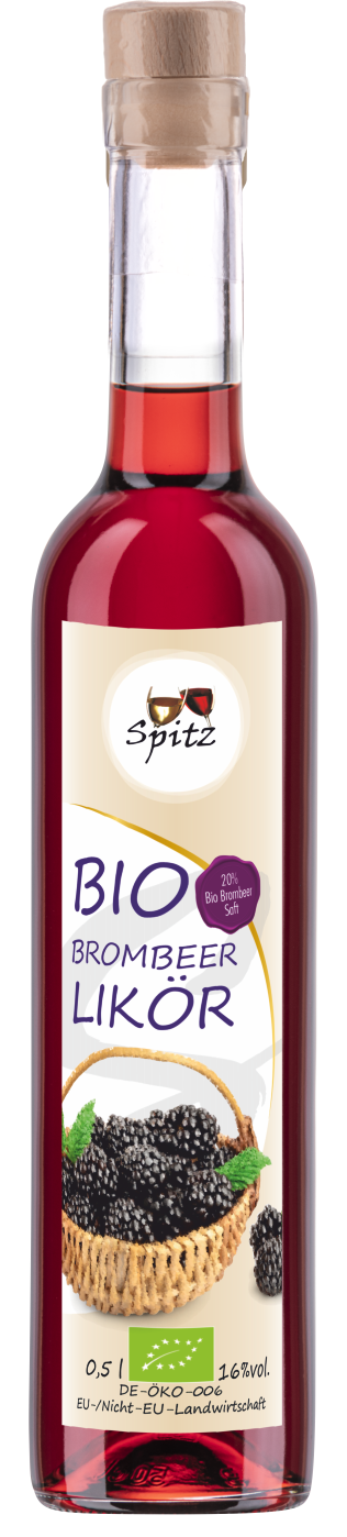 Bio Brombeer Likoer, mit 20% Bio Brombeersaft Bio Brombeer Likoer, mit 20% Bio Brombeersaft